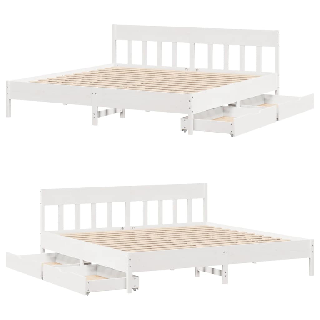 sengeramme uden madras 200x200 cm massivt fyrretræ hvid
