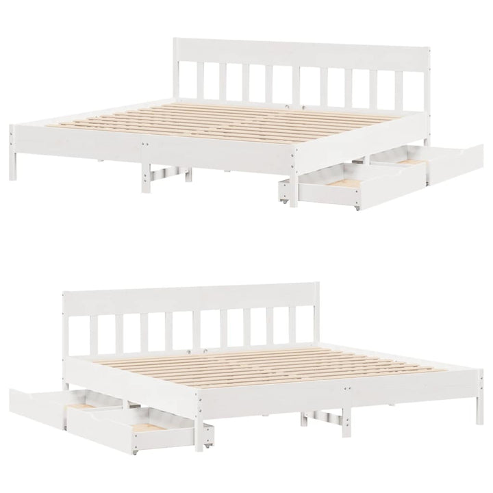 sengeramme uden madras 200x200 cm massivt fyrretræ hvid