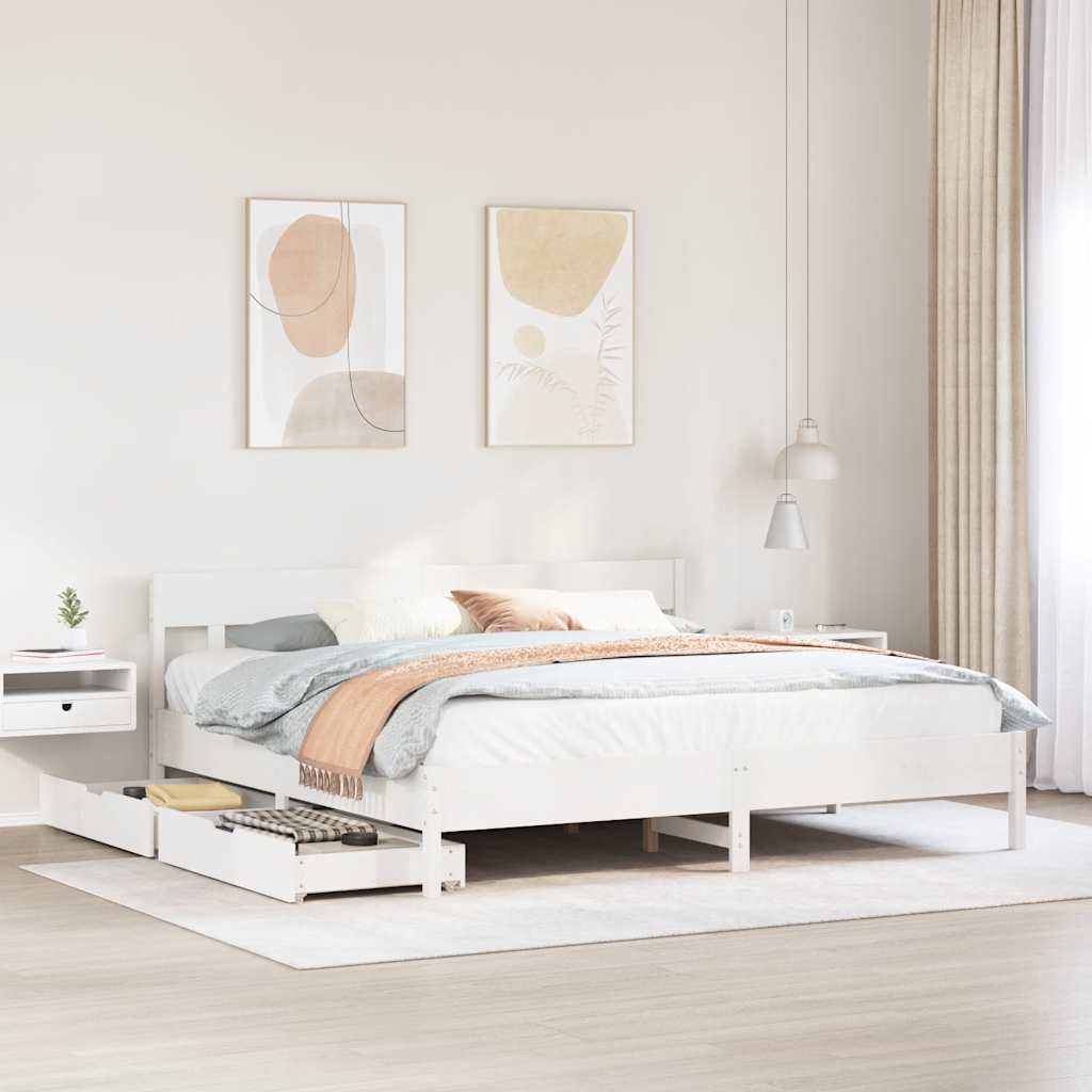 sengeramme uden madras 200x200 cm massivt fyrretræ hvid