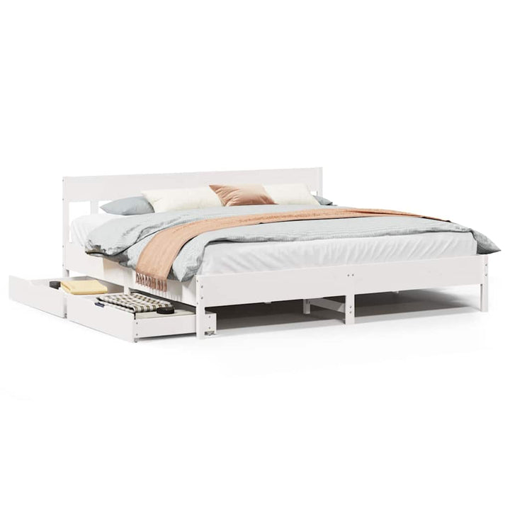 sengeramme uden madras 180x200 cm massivt fyrretræ hvid