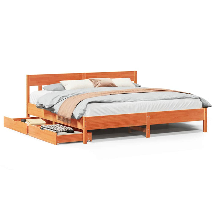 sengeramme uden madras 180x200 cm massivt fyrretræ gyldenbrun