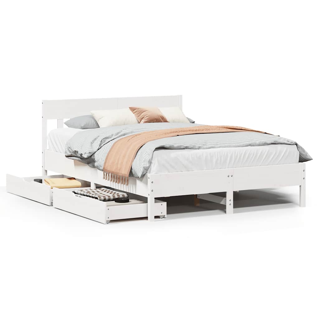 sengeramme uden madras 160x200 cm massivt fyrretræ hvid