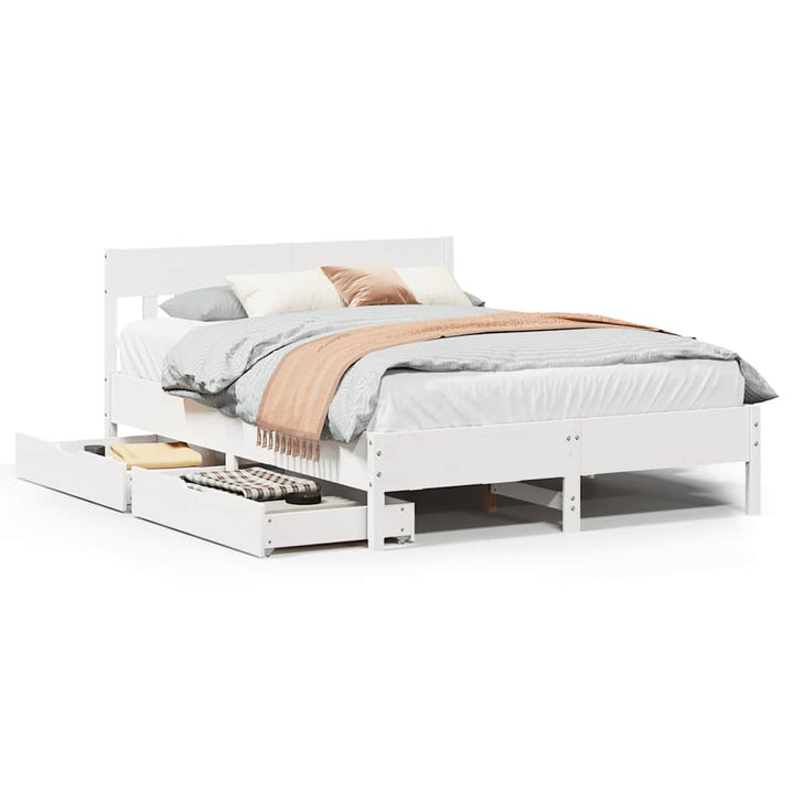 sengeramme uden madras 160x200 cm massivt fyrretræ hvid