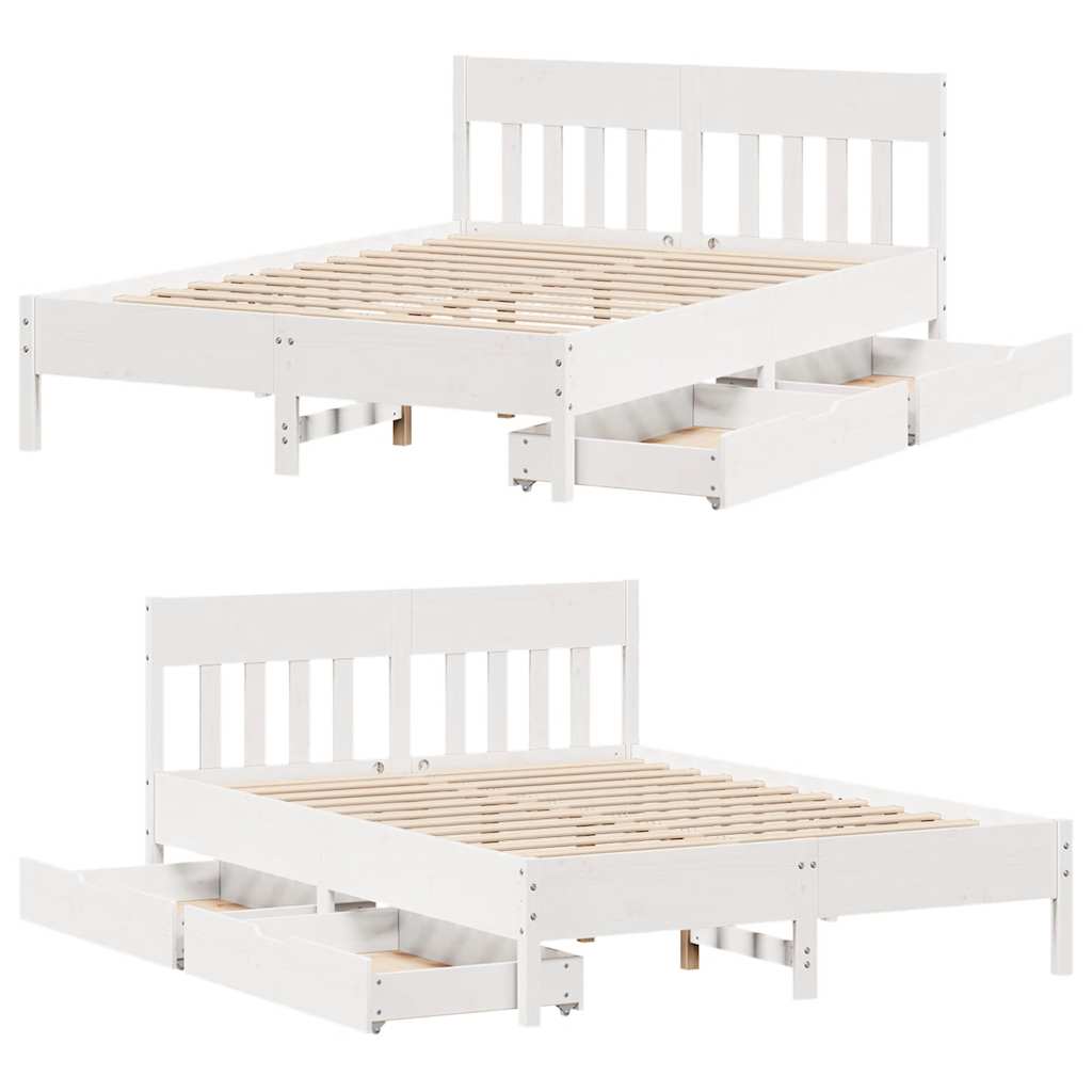 sengeramme uden madras 160x200 cm massivt fyrretræ hvid
