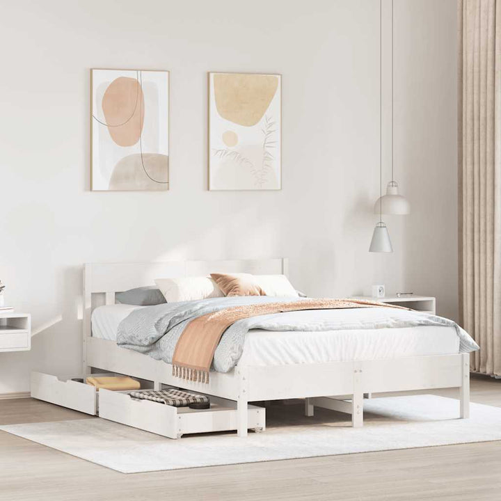 sengeramme uden madras 160x200 cm massivt fyrretræ hvid