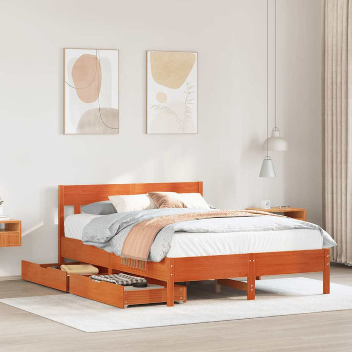 sengeramme uden madras 160x200 cm massivt fyrretræ gyldenbrun