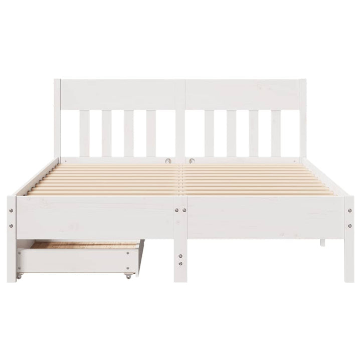 sengeramme uden madras 150x200 cm massivt fyrretræ hvid