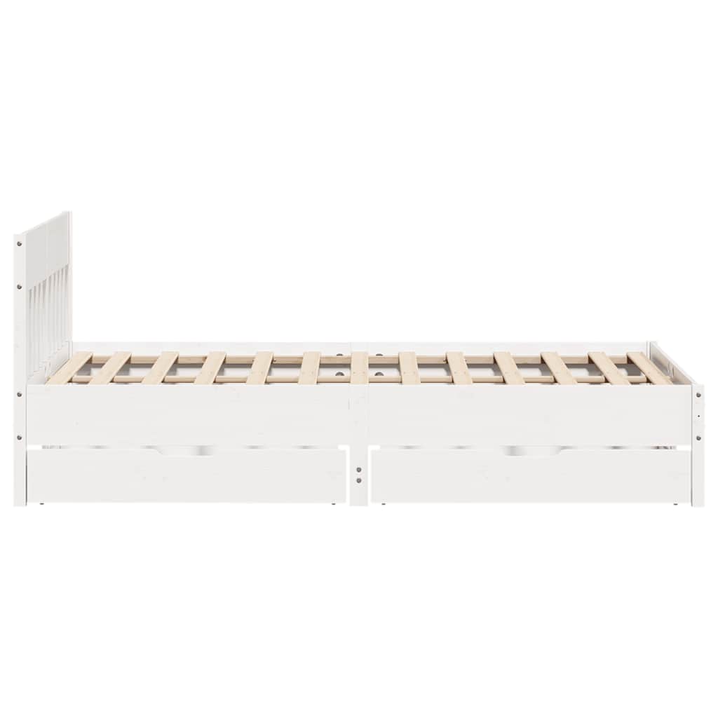 sengeramme uden madras 150x200 cm massivt fyrretræ hvid