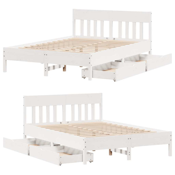 sengeramme uden madras 150x200 cm massivt fyrretræ hvid