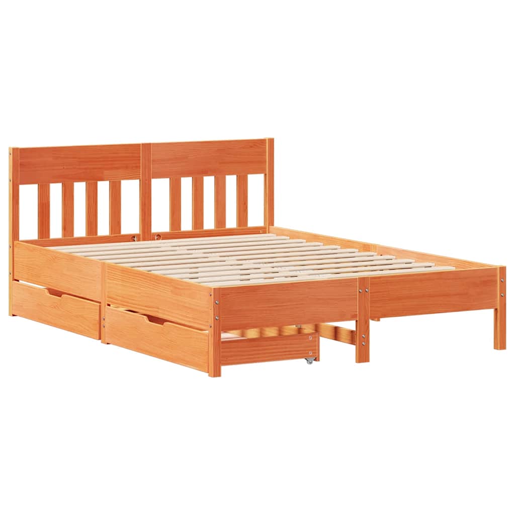 sengeramme uden madras 120x200 cm massivt fyrretræ gyldenbrun