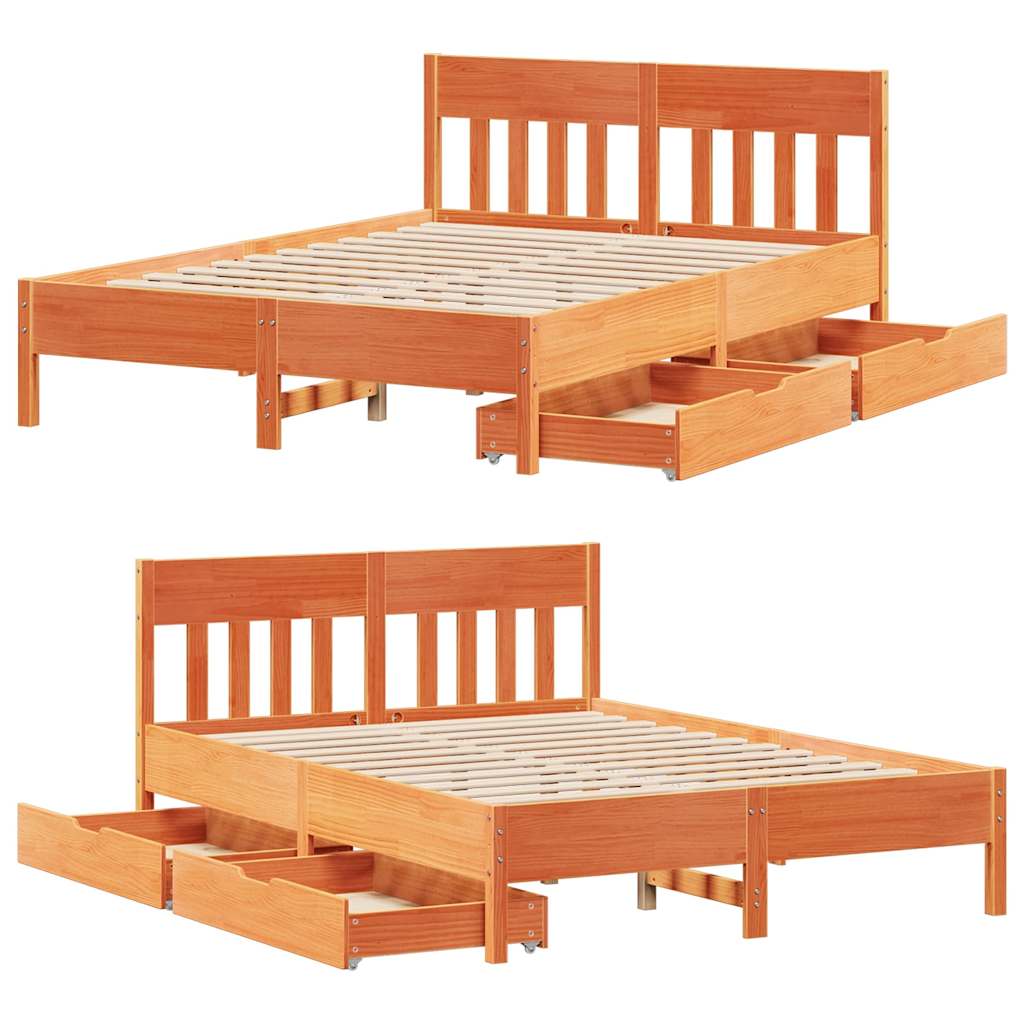 sengeramme uden madras 120x200 cm massivt fyrretræ gyldenbrun