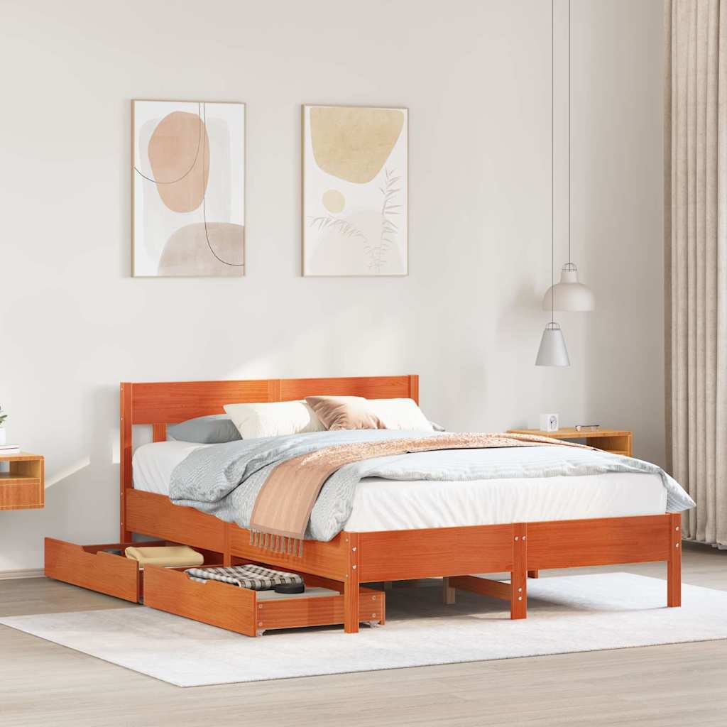 sengeramme uden madras 120x200 cm massivt fyrretræ gyldenbrun