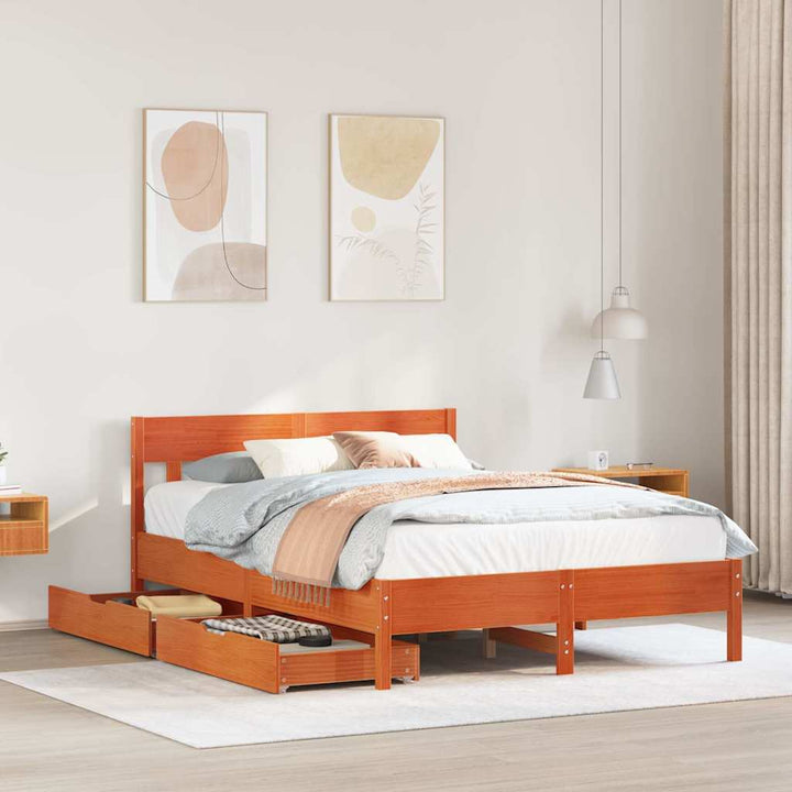 sengeramme uden madras 120x200 cm massivt fyrretræ gyldenbrun
