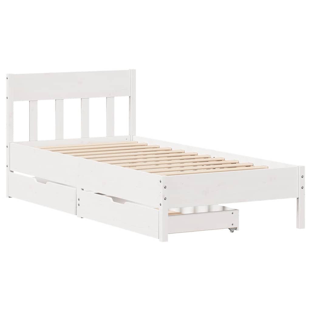 sengeramme uden madras 100x200 cm massivt fyrretræ hvid