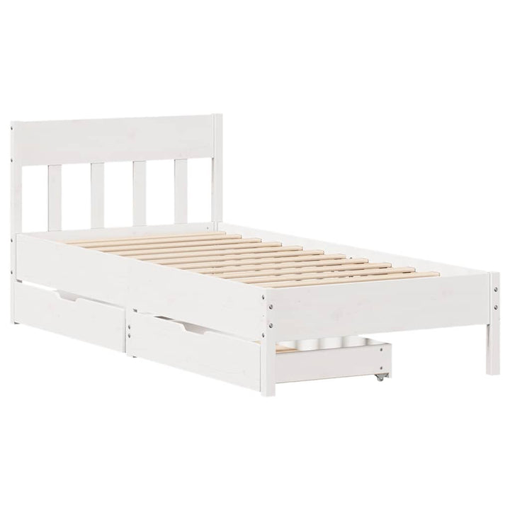 sengeramme uden madras 100x200 cm massivt fyrretræ hvid