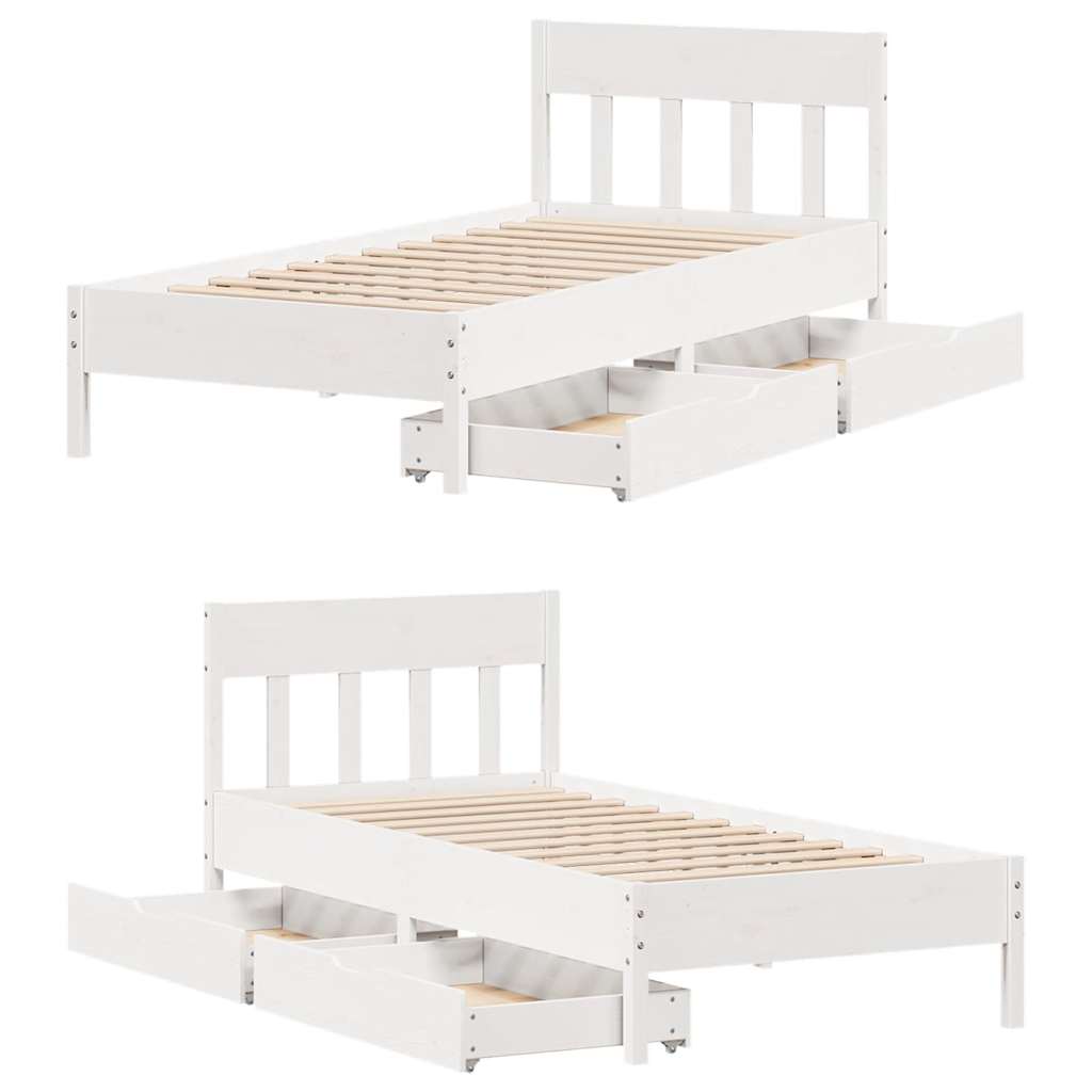 sengeramme uden madras 100x200 cm massivt fyrretræ hvid
