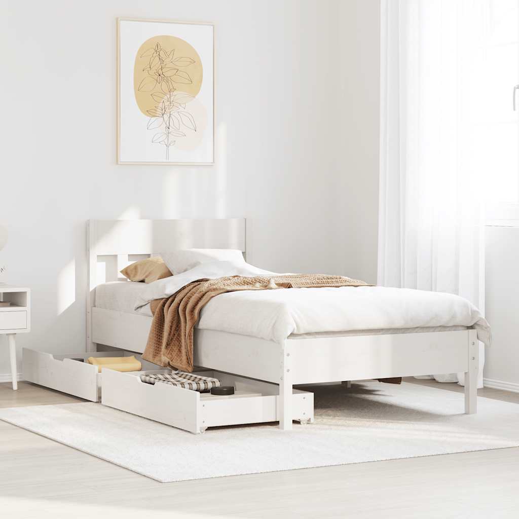sengeramme uden madras 100x200 cm massivt fyrretræ hvid
