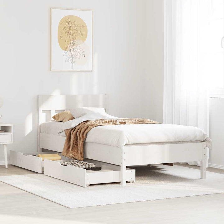 sengeramme uden madras 100x200 cm massivt fyrretræ hvid