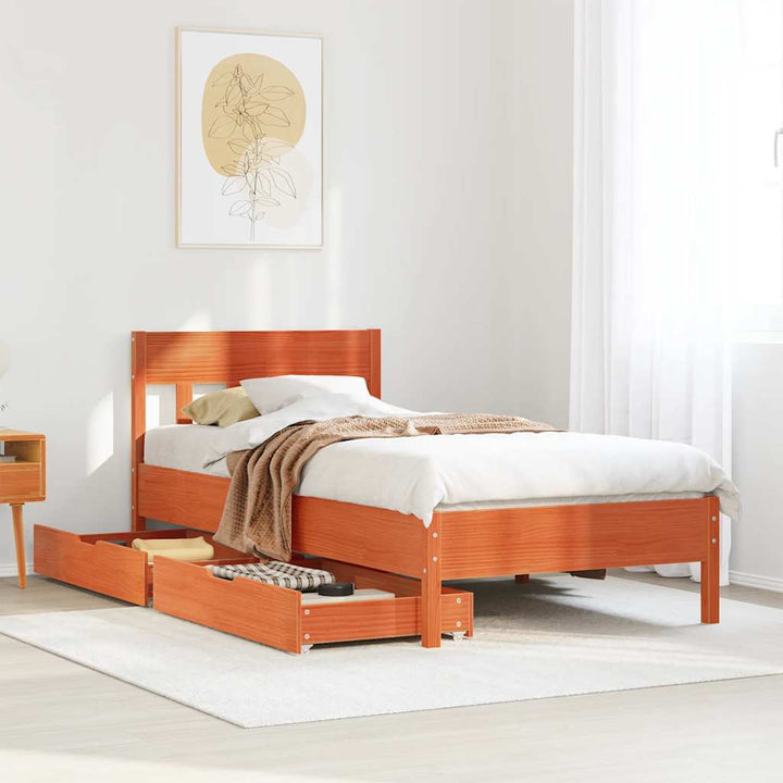 sengeramme uden madras 100x200 cm massivt fyrretræ gyldenbrun