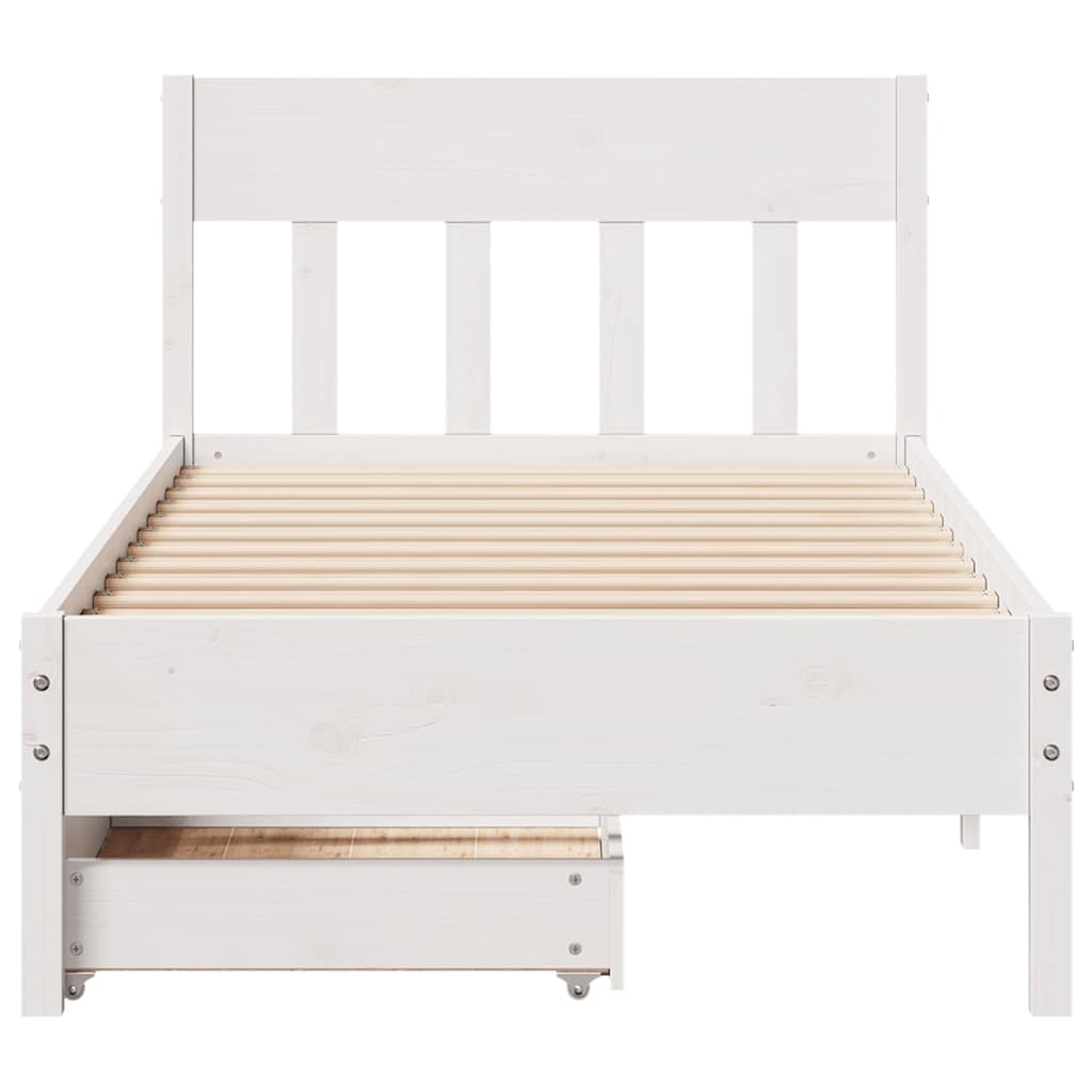 sengeramme uden madras 90x200 cm massivt fyrretræ hvid