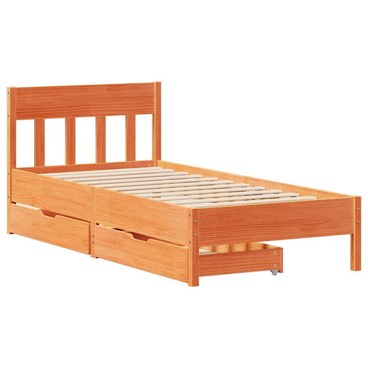 sengeramme uden madras 90x200 cm massivt fyrretræ gyldenbrun