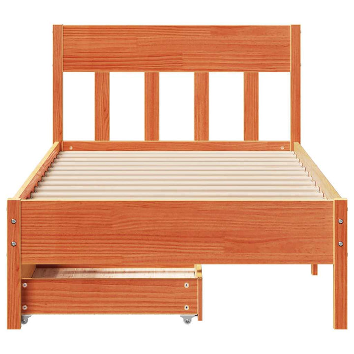 sengeramme uden madras 90x200 cm massivt fyrretræ gyldenbrun