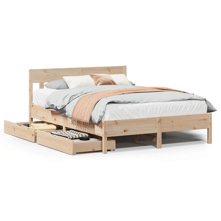 sengeramme uden madras 140x190 cm massivt fyrretræ