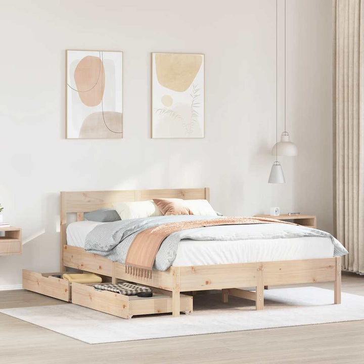 sengeramme uden madras 140x190 cm massivt fyrretræ