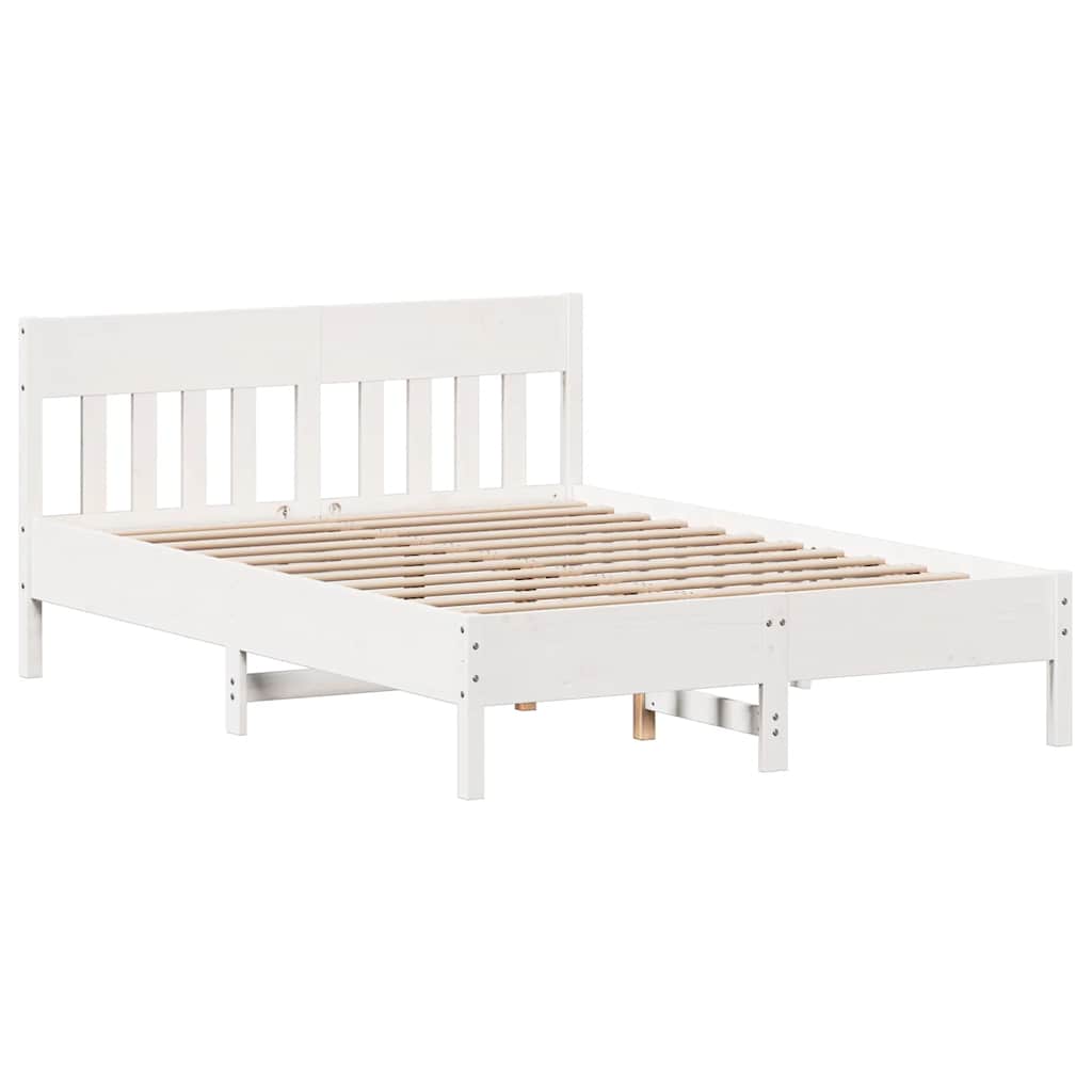 sengeramme uden madras 140x190 cm massivt fyrretræ hvid