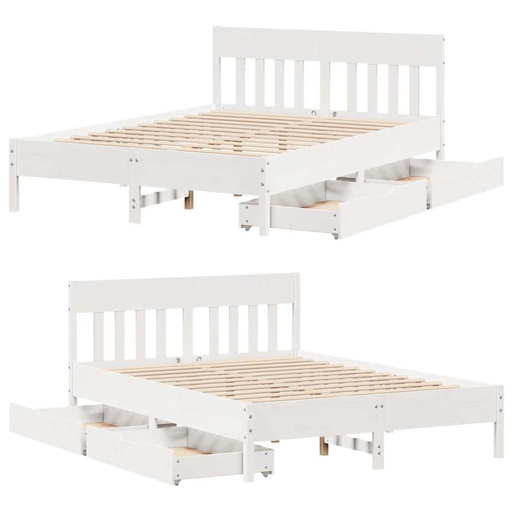 sengeramme uden madras 140x190 cm massivt fyrretræ hvid