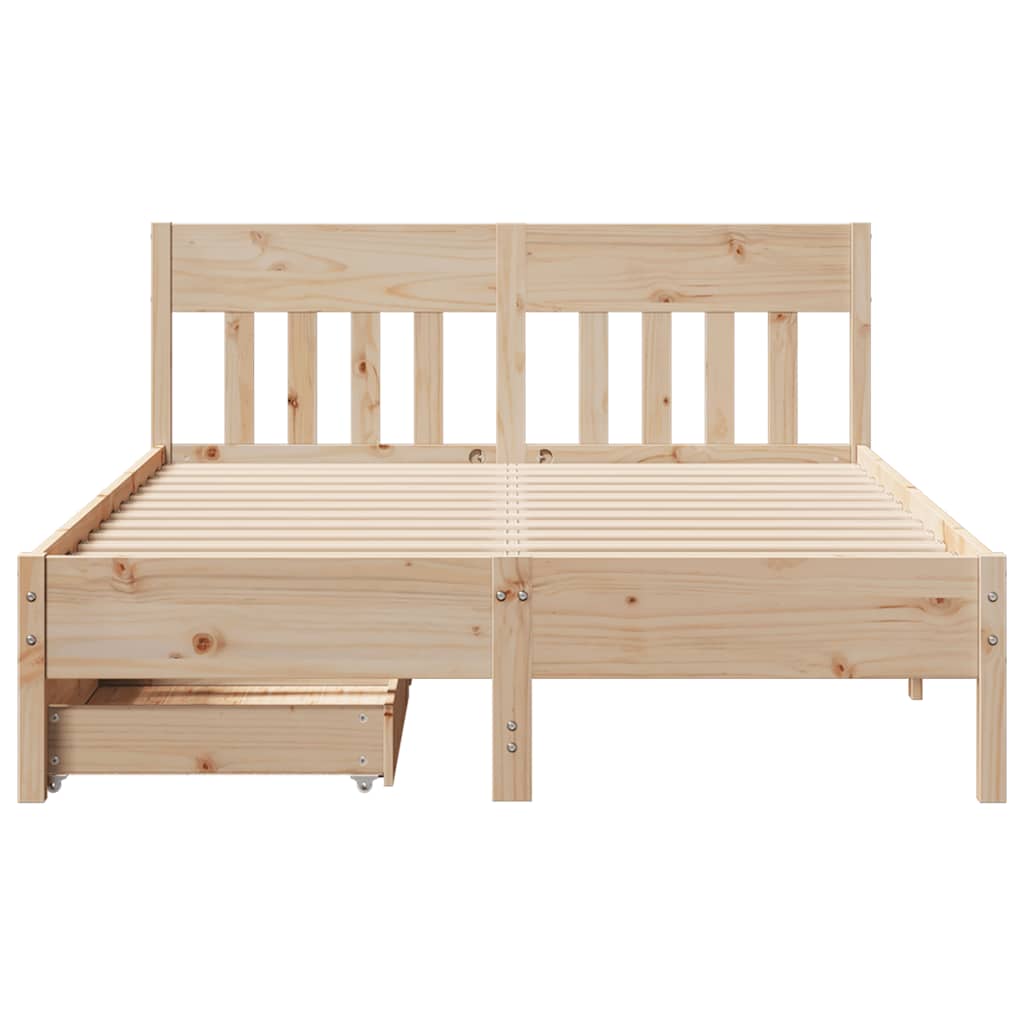 sengeramme uden madras 135x190 cm massivt fyrretræ hvid