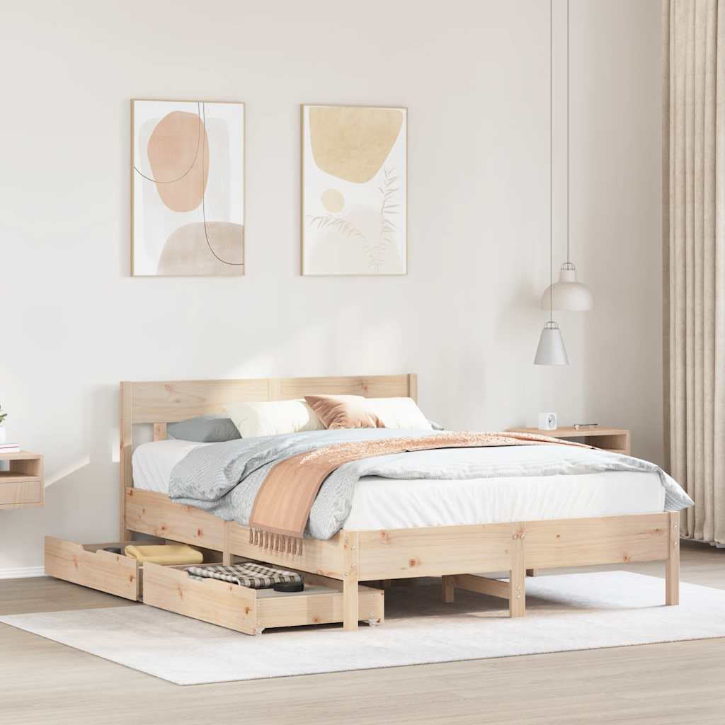 sengeramme uden madras 135x190 cm massivt fyrretræ hvid