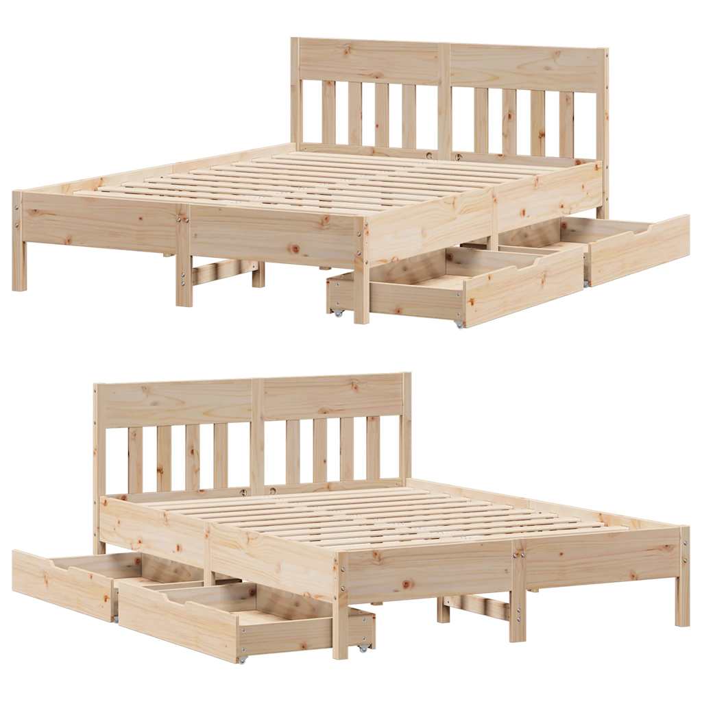 sengeramme uden madras 120x190 cm massivt fyrretræ