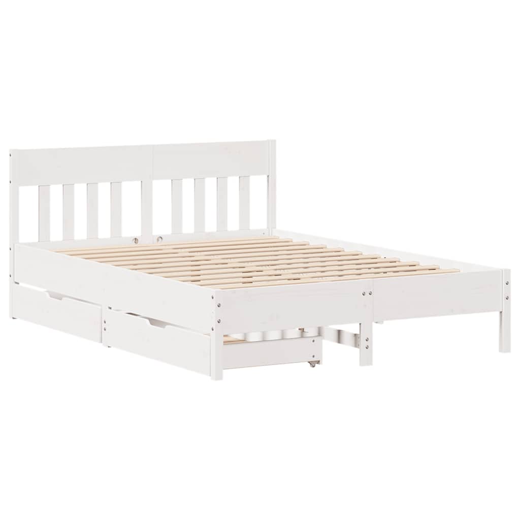 sengeramme uden madras 120x190 cm massivt fyrretræ hvid
