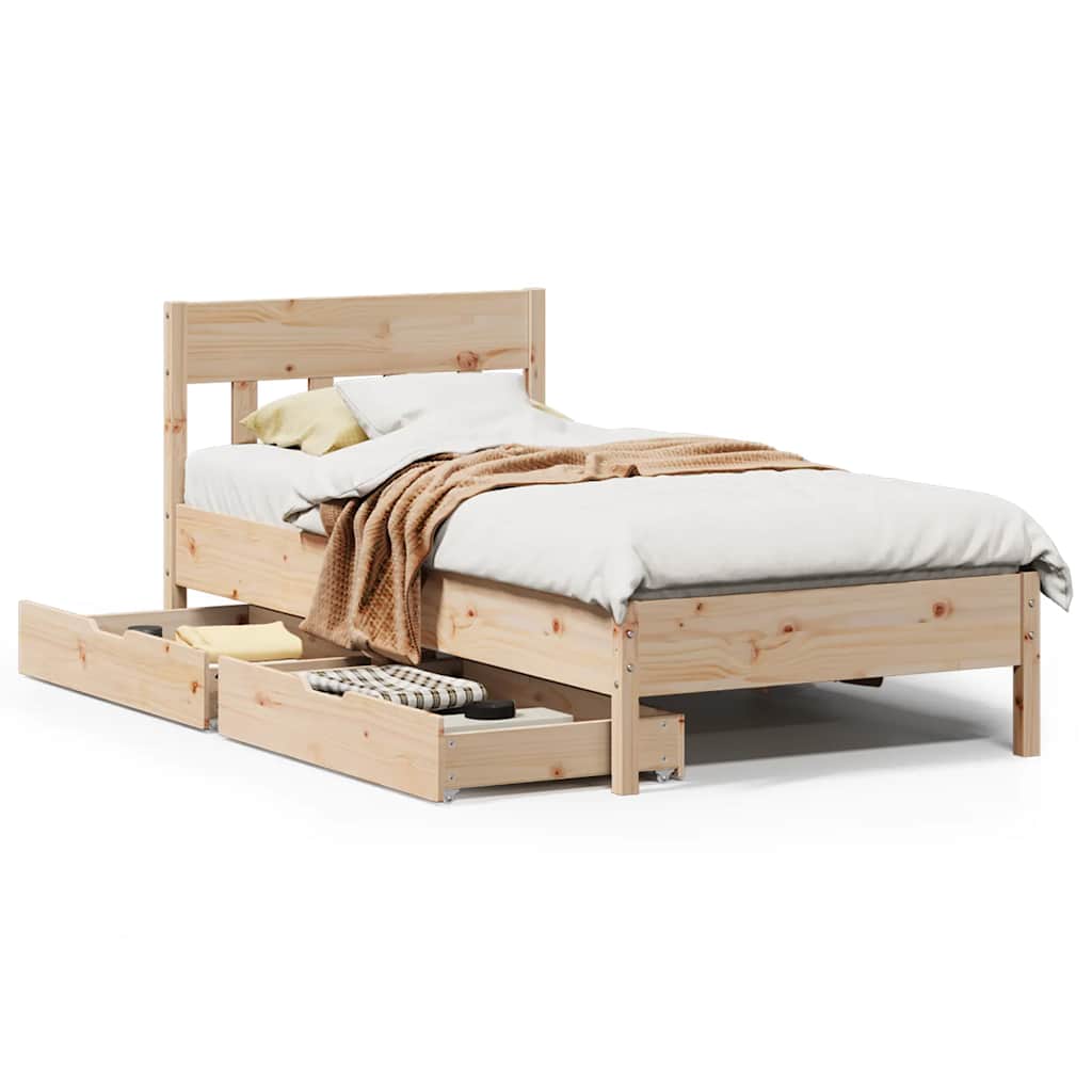 sengeramme uden madras 90x190 cm massivt fyrretræ