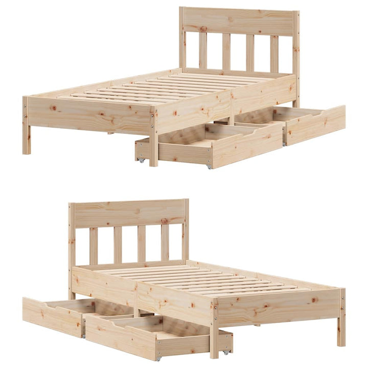 sengeramme uden madras 90x190 cm massivt fyrretræ