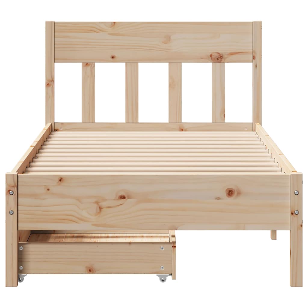 sengeramme uden madras 75x190 cm massivt fyrretræ