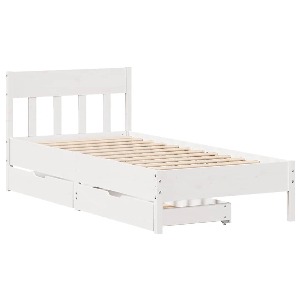 sengeramme uden madras 75x190 cm massivt fyrretræ hvid