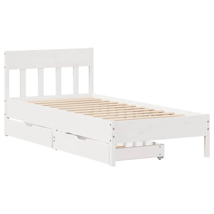 sengeramme uden madras 75x190 cm massivt fyrretræ hvid