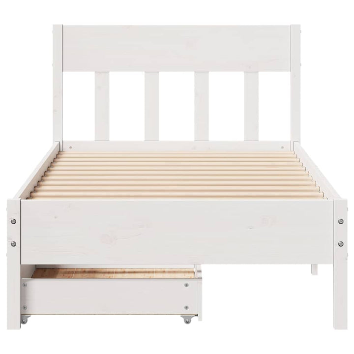 sengeramme uden madras 75x190 cm massivt fyrretræ hvid