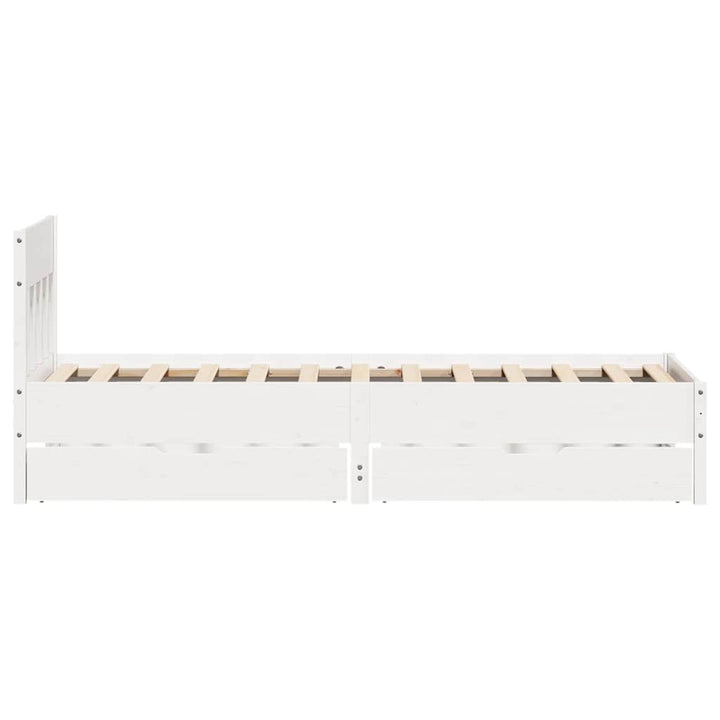 sengeramme uden madras 75x190 cm massivt fyrretræ hvid