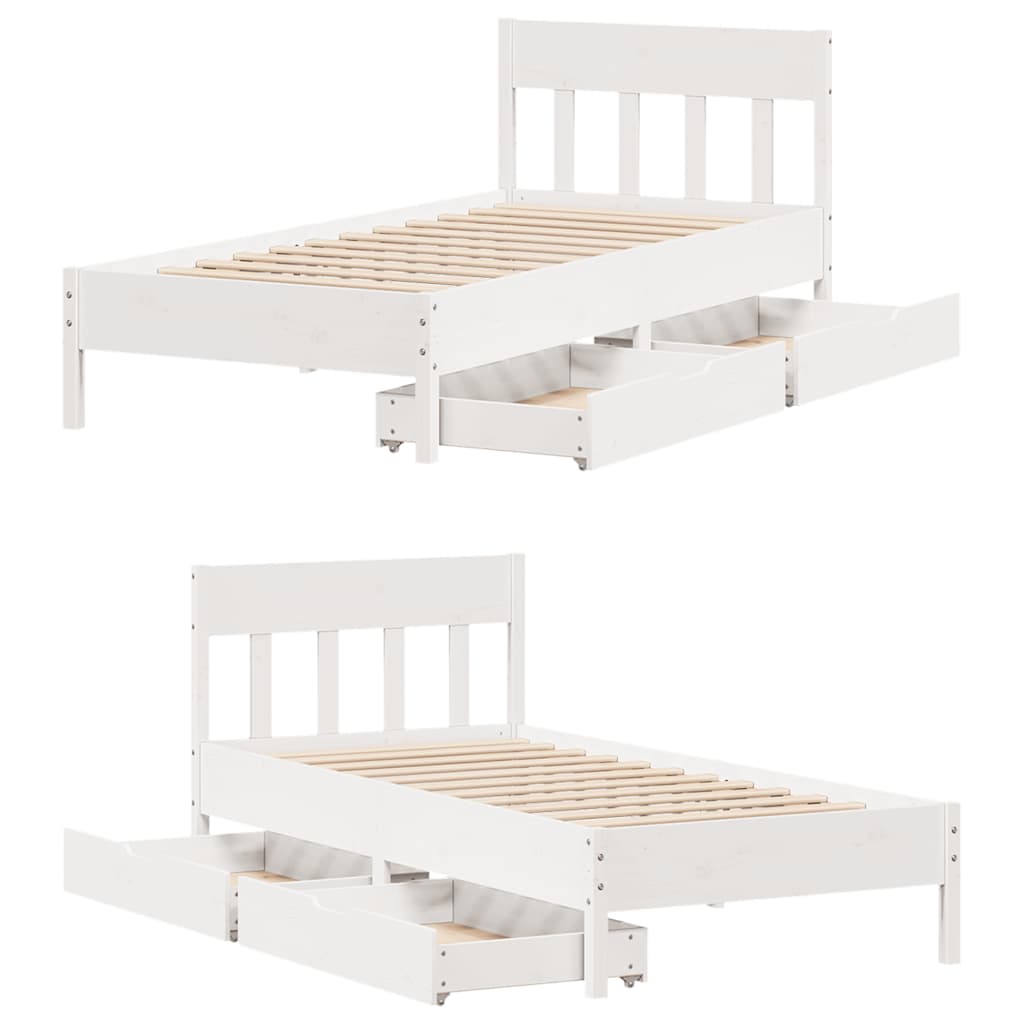 sengeramme uden madras 75x190 cm massivt fyrretræ hvid