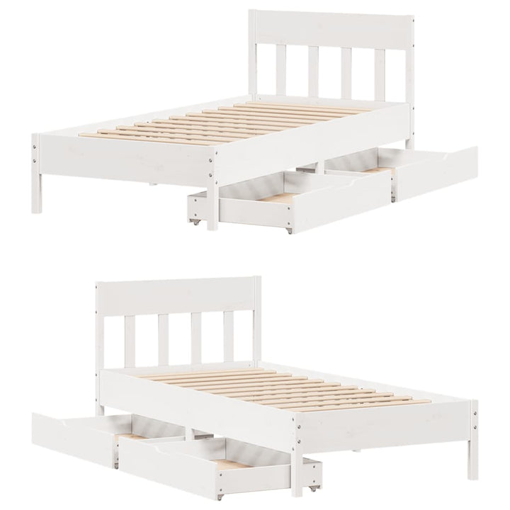 sengeramme uden madras 75x190 cm massivt fyrretræ hvid