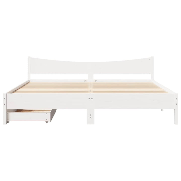 sengeramme med skuffer 200x200 cm massivt fyrretræ hvid