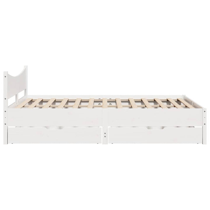 sengeramme med skuffer 140x200 cm massivt fyrretræ hvid
