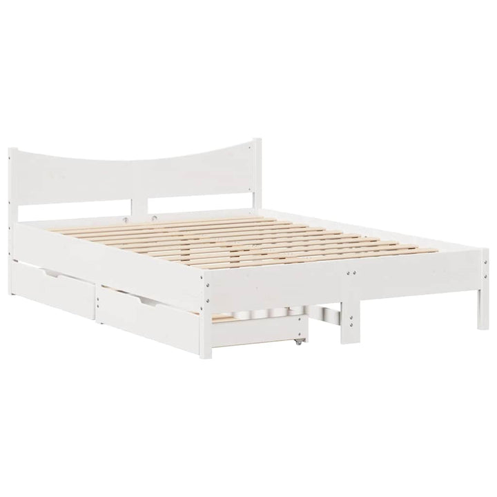 sengeramme med skuffer 120x200 cm massivt fyrretræ hvid