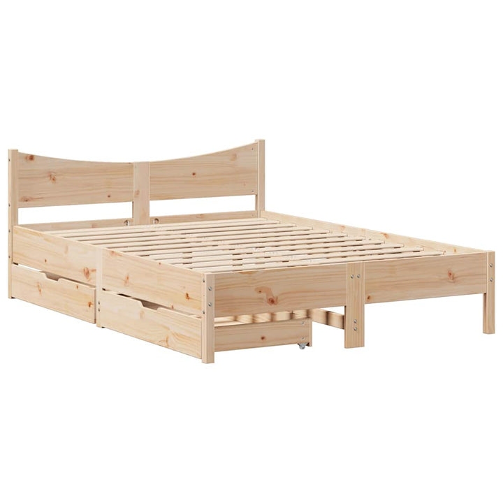 sengeramme med skuffer 140x190 cm massivt fyrretræ