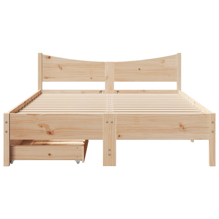 sengeramme med skuffer 140x190 cm massivt fyrretræ