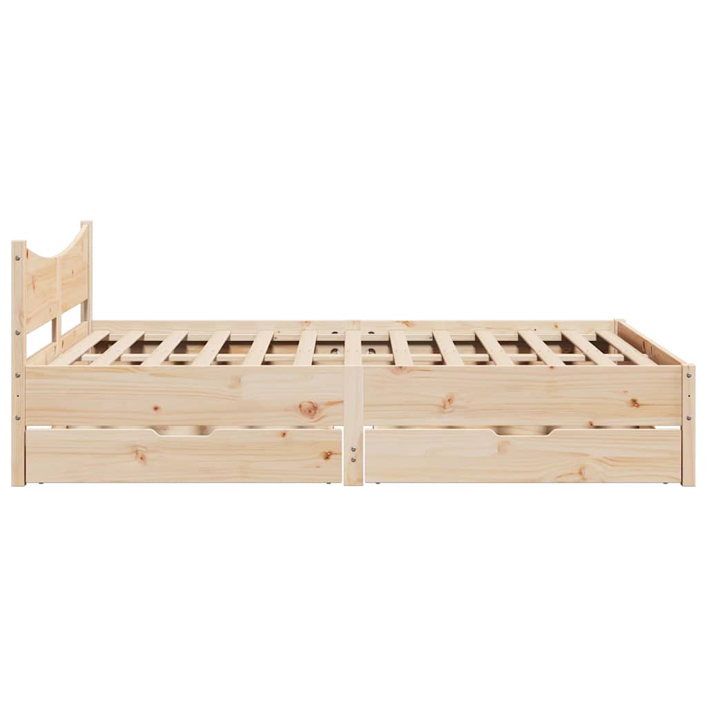 sengeramme med skuffer 140x190 cm massivt fyrretræ