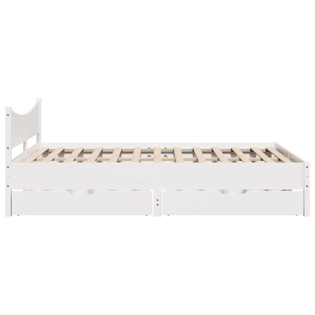 sengeramme med skuffer 140x190 cm massivt fyrretræ hvid